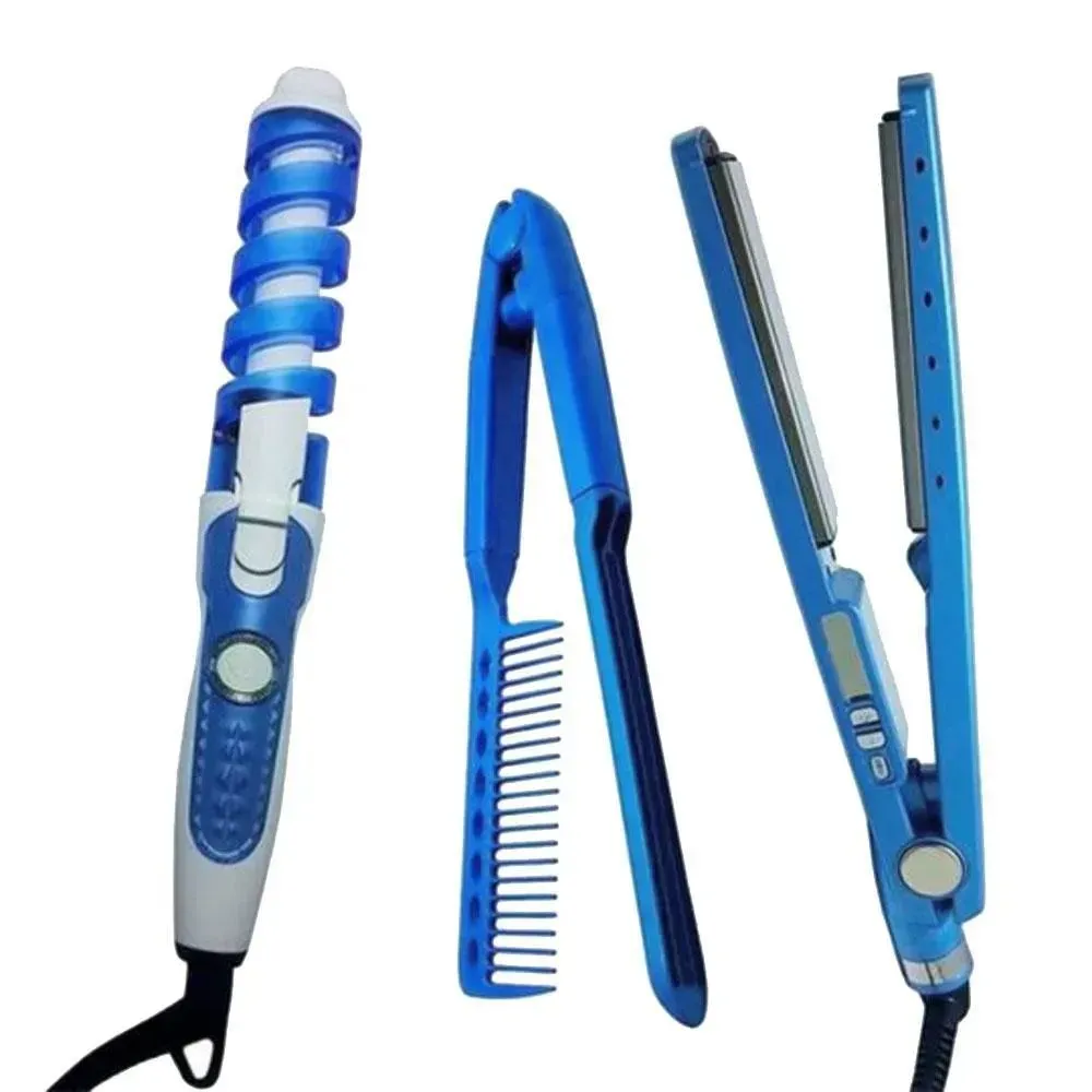 Combo Plancha De Cabello Nano Titanium + Rizador + Peine