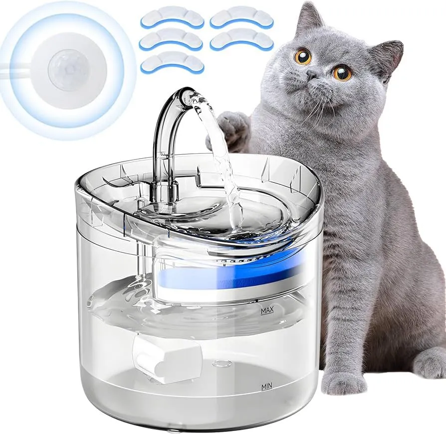 Fuente De Agua Para Mascotas Gatos Silencioso Automatico Color Transparente oscuro