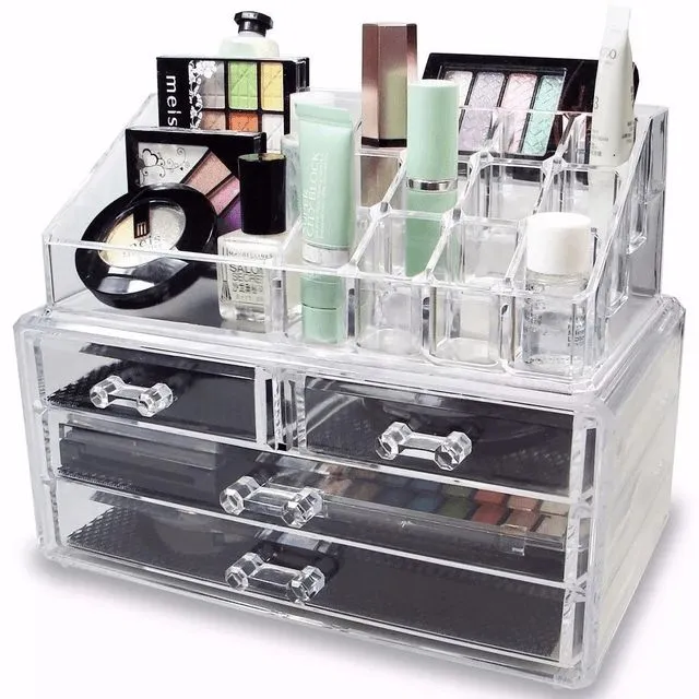 Organizador De Maquillaje En Acrilico Cosmeticos Grande Color Blanco