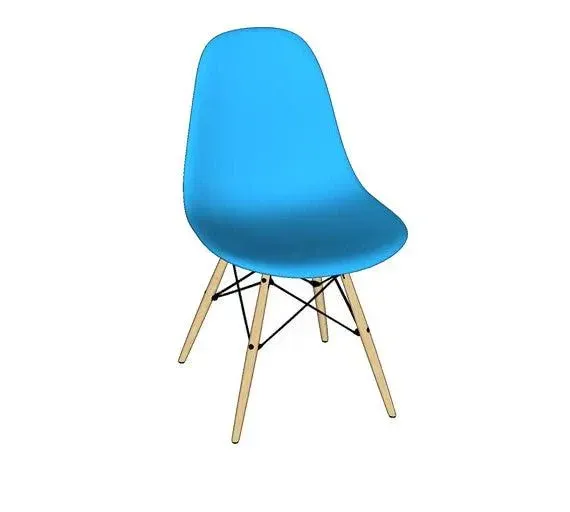 Silla Eames Para Comedor, Sala, Con Patas En Madera Estructura de la silla Azul 