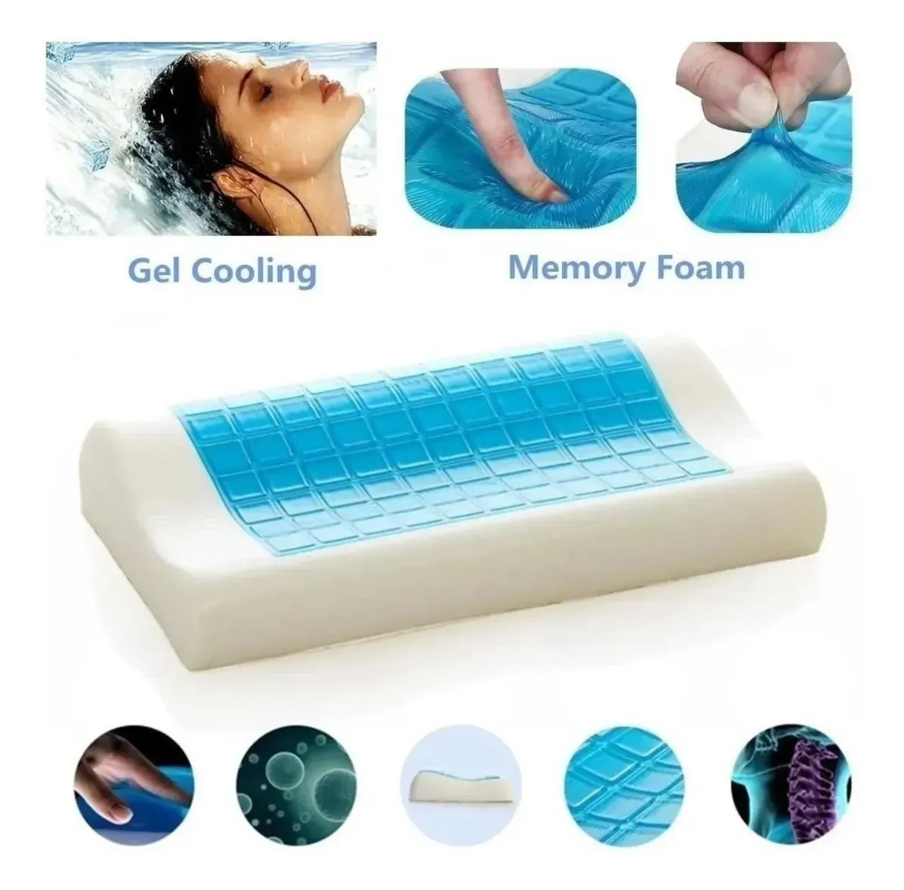 Almohada De Gel Ortopédica Memory Pillow Refrescante