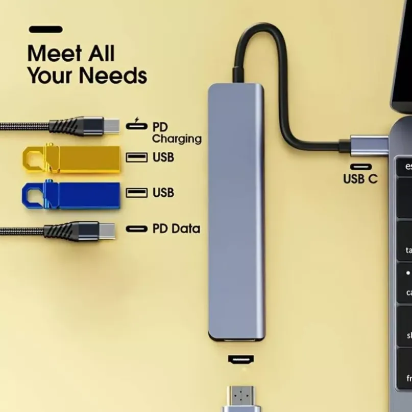 Hub Adaptador Usb C 7 En 1 Para Mac Macbook Y Windows