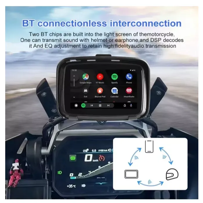 Navegador Moto Pantalla Táctil Android Apple Play Gps LPX7