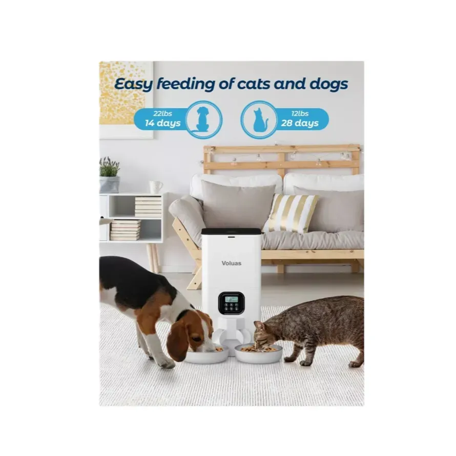 Alimentador Automático Doble Gatos y Perros Graba Voz