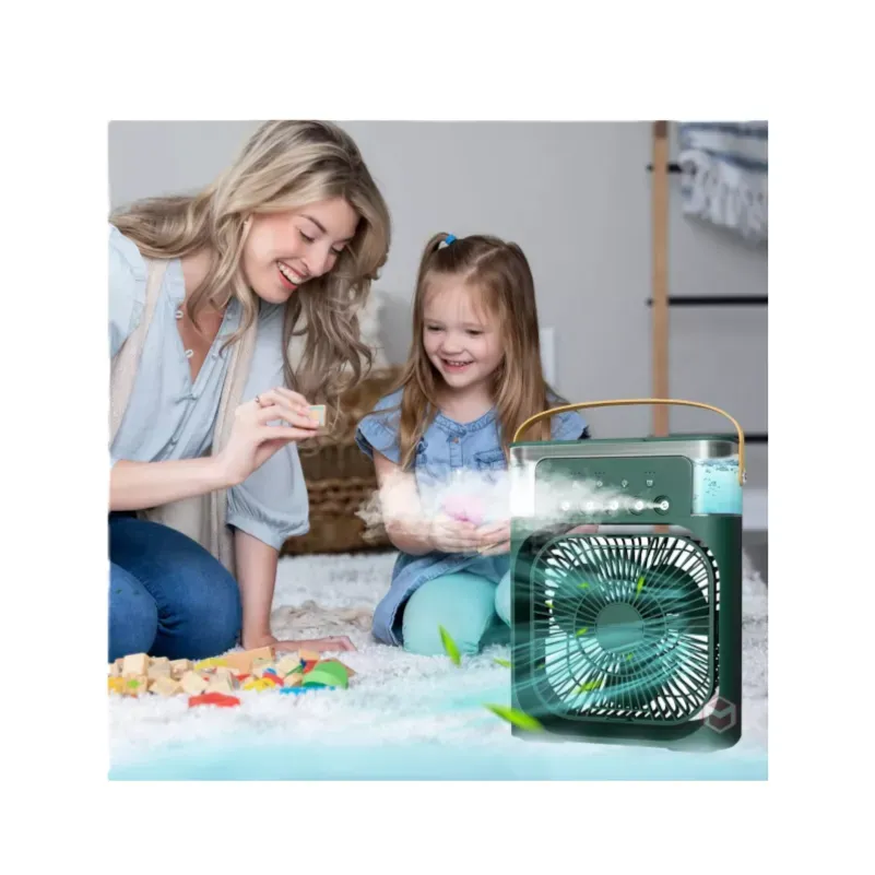 Ventilador Genérico Portátil Climatizador Humidificador Color Verde Oscuro