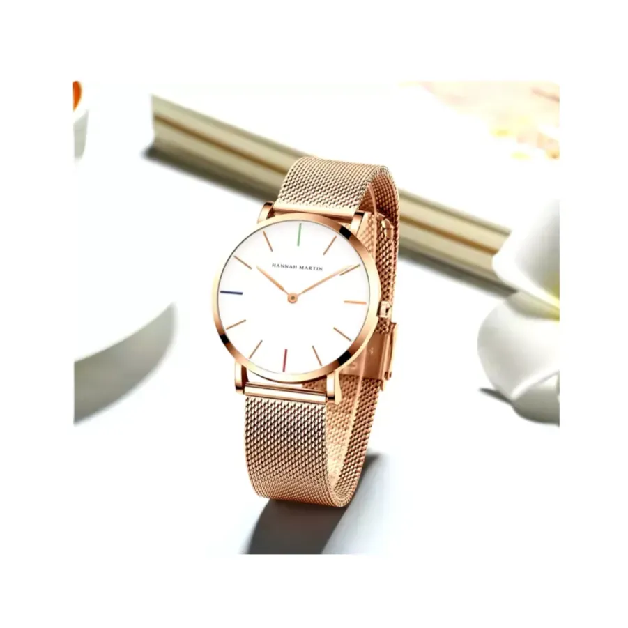 Reloj en Acero Inoxidable de Lujo Para Mujer, Impermeable Color Dorado