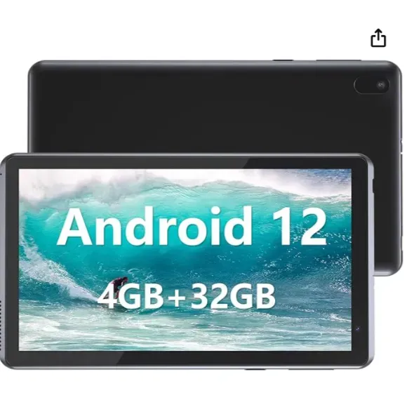 Tablet Android 12.0, 7 pulg 4GB+32GB ROM Color Negro