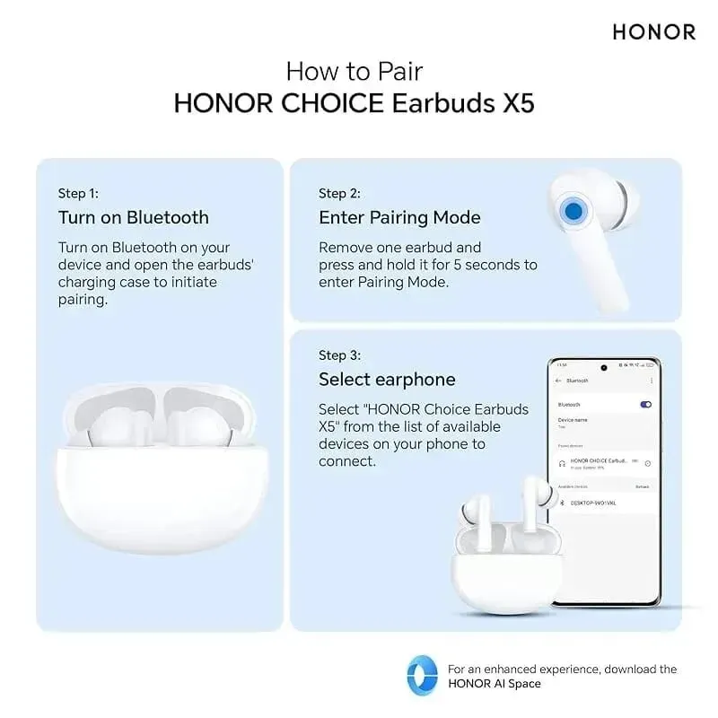 Audífonos Honor Earbuds X5 - Auriculares Batería 35 Horas