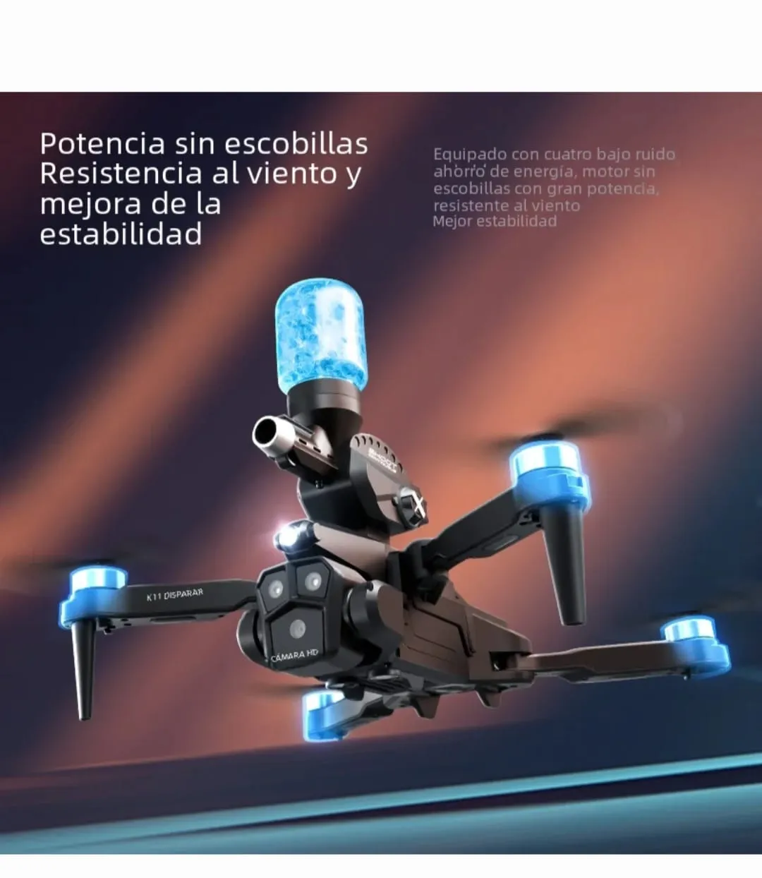 Drone Cámara 4k Disparador De Bombas Hidrogel + Bateria