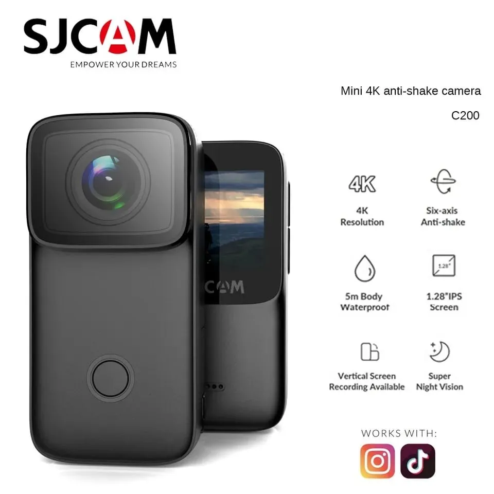 Cámara Deportiva Sjcam C200 4k Mini Wifi Pantalla Ips De 1,2