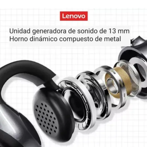 Audífonos Clip Conducción Lenovo X20  Bluetooth Deportivo Color Negro