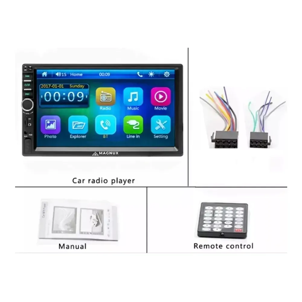 Radio Carro Mp5 Pantalla Táctil Bluetooth 7 Color Negro