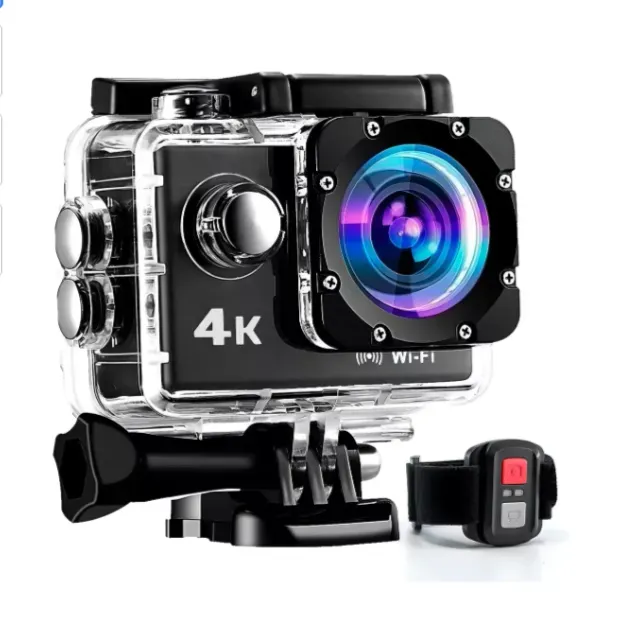 Cámara Deportiva 4k Ultra HD Wifi Sumergible GoPro Control Color Negro