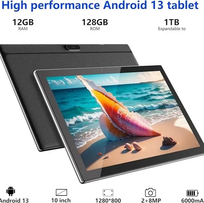 Tablet Android 13 YQSAVIOR  10 pulgadas 12 GB + 128 GB de ROM Color Negro