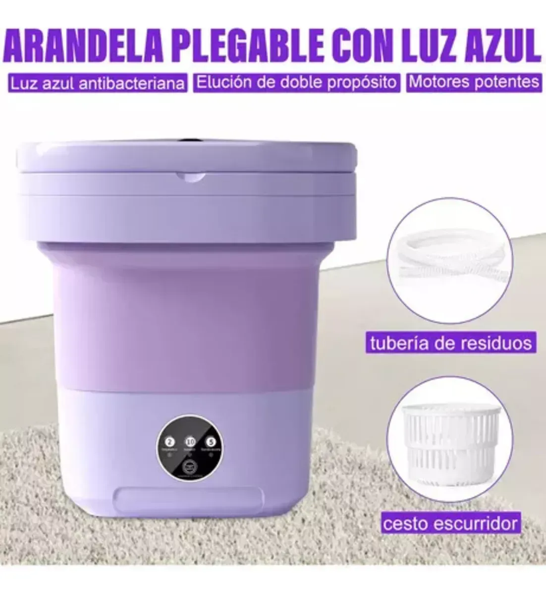 Lavadora De Ropa Portátil 8 Litros Plegable Ligera Practica