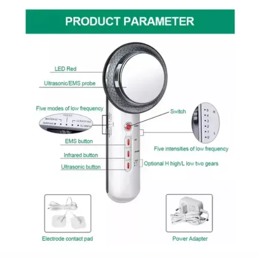 Ultrasonido Infrarrojo 3 En 1 Portátil Masaje Cavitación Color Blanco 110V