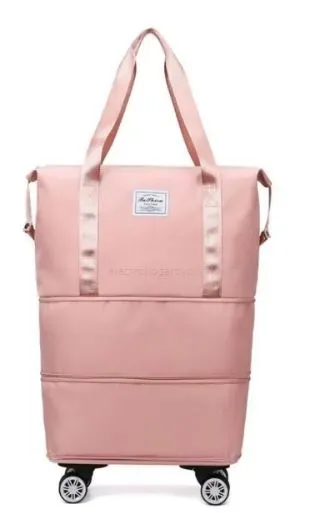 Bolso Viajero Eco Flex Plegable Con Ruedas Rosado