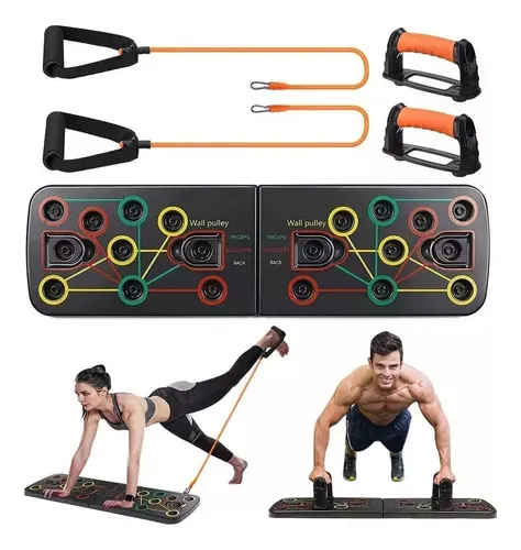 Tabla Push Up Flexiones Pecho Hombro + Bandas Estiramiento