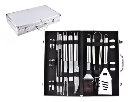 Set Parrilla Bbq 18 Piezas Con Maletín Kit Asados Parrillero