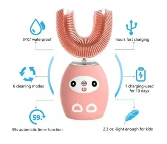 Cepillo De Dientes Eléctrico Ultrasónico Para Bebes Rosado