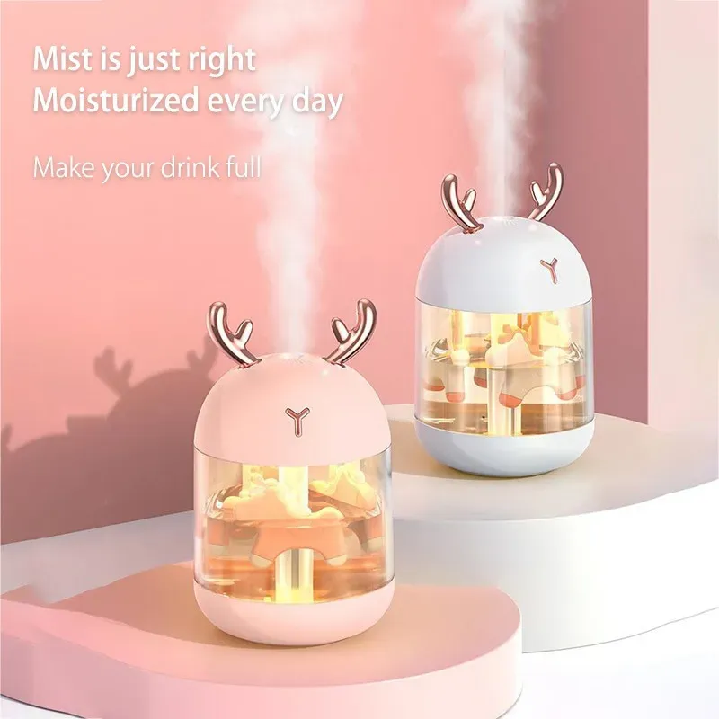 Humidificador Con Luces Carrusel Y Conejo