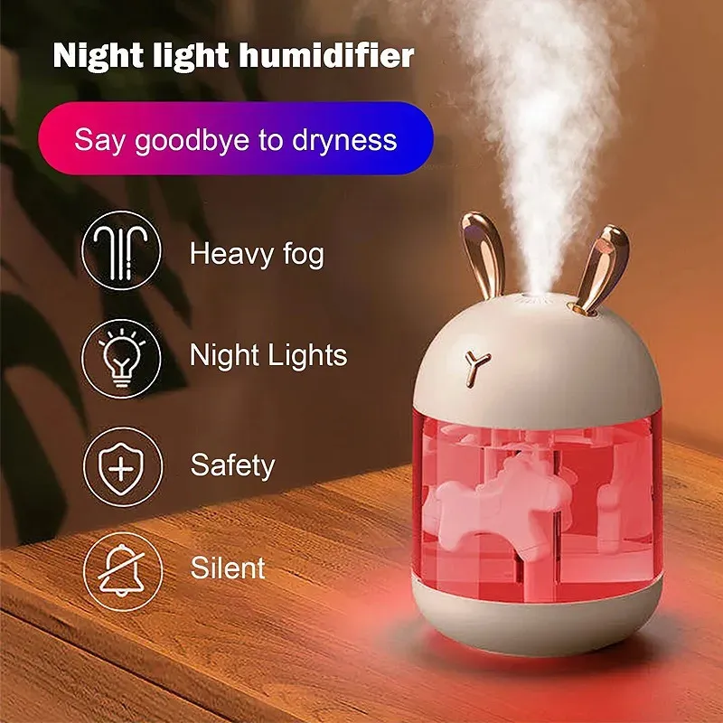 Humidificador Con Luces Carrusel Y Conejo