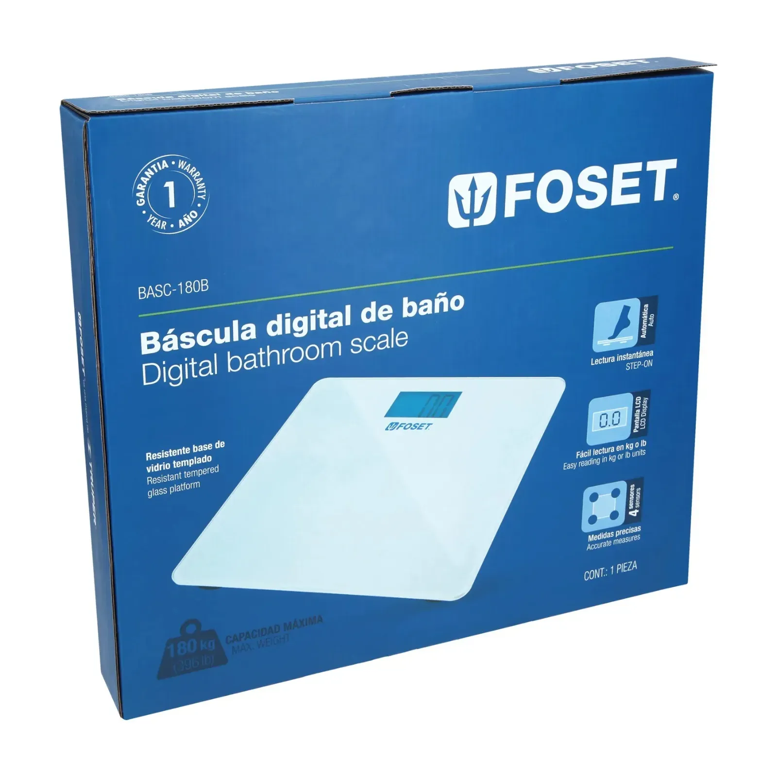 Báscula Digital De Vidrio Alta Precisión 180 Kg Ultradelgada Foset