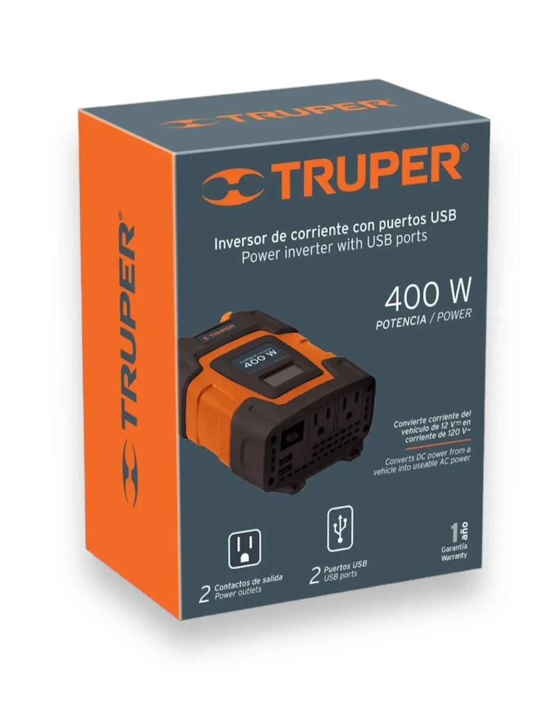 Inversor De Corriente Con Puerto Usb 400W Truper 