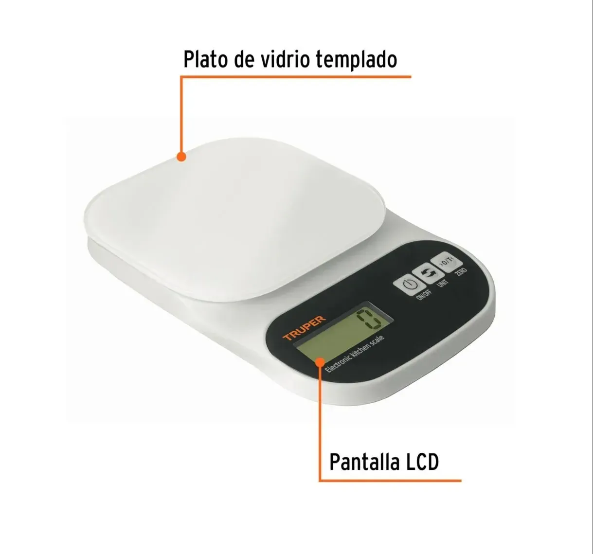 Báscula Digital Para Cocina Plato De ABS 5 kg Truper