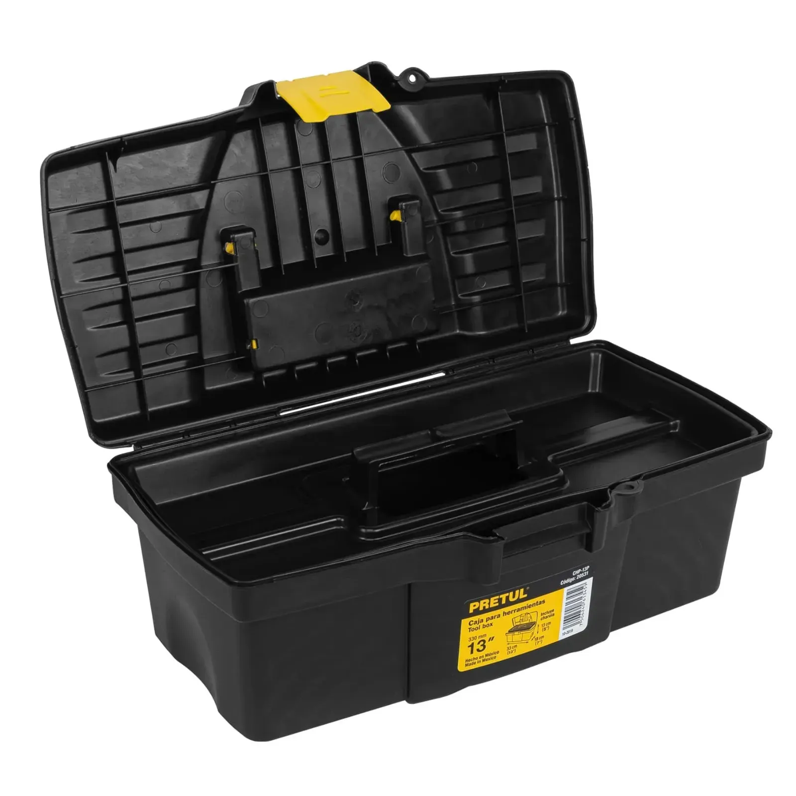 Caja De Herramientas 13 33cm Con Compartimentos Pretul Color Negro