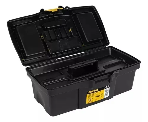 Caja De Herramientas 13 33cm Con Compartimentos Pretul Color Negro