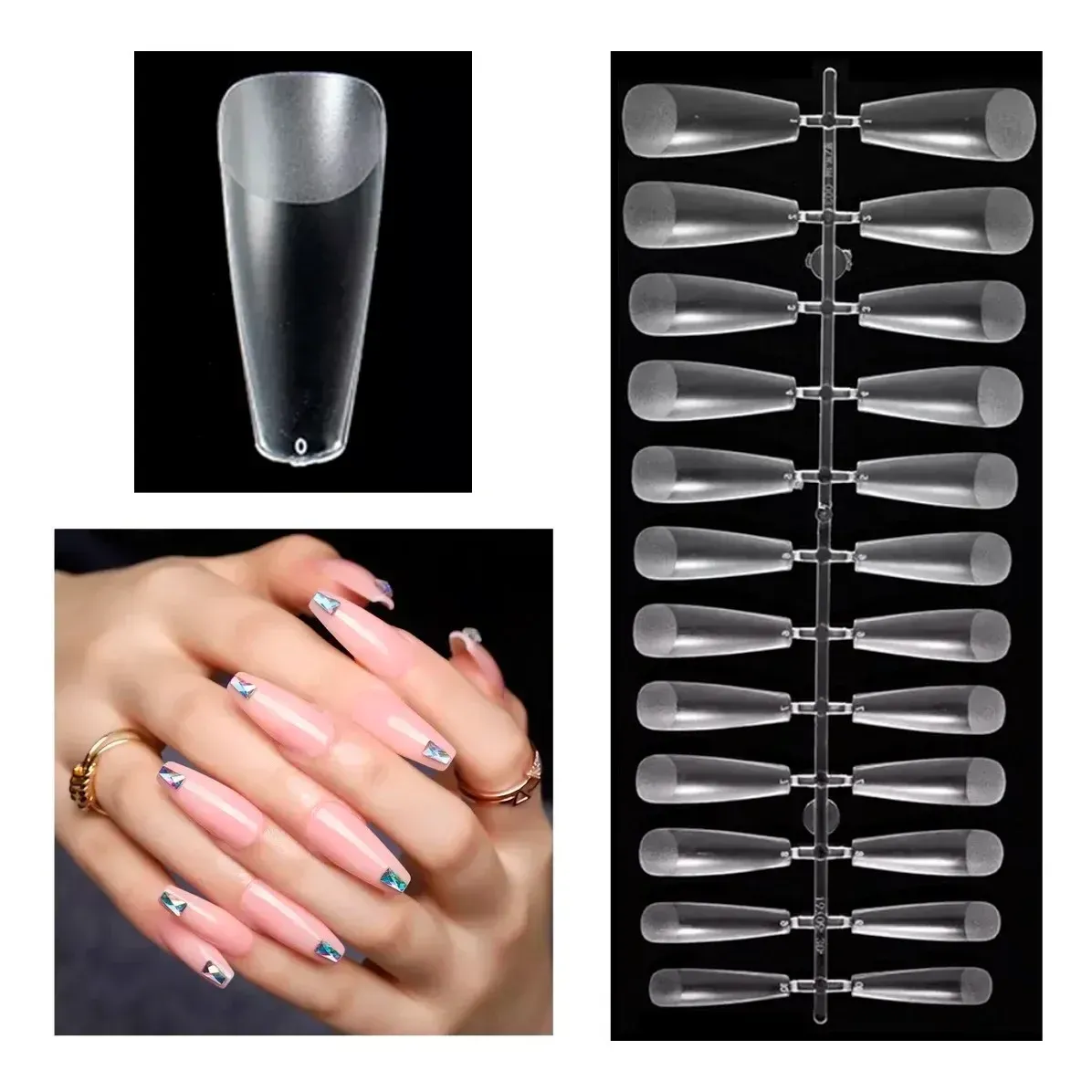 Unidad Uñas Soft Gel Tips Press On Coffin - Latin Nails