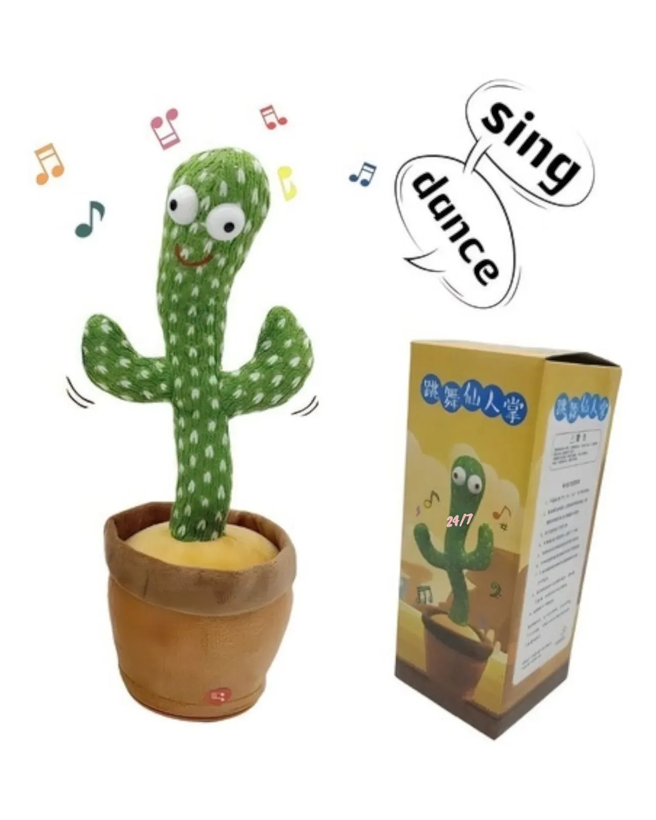 Juguete Cactus Bailarín Con Luces Imita Voz Sonidos Música Juguete