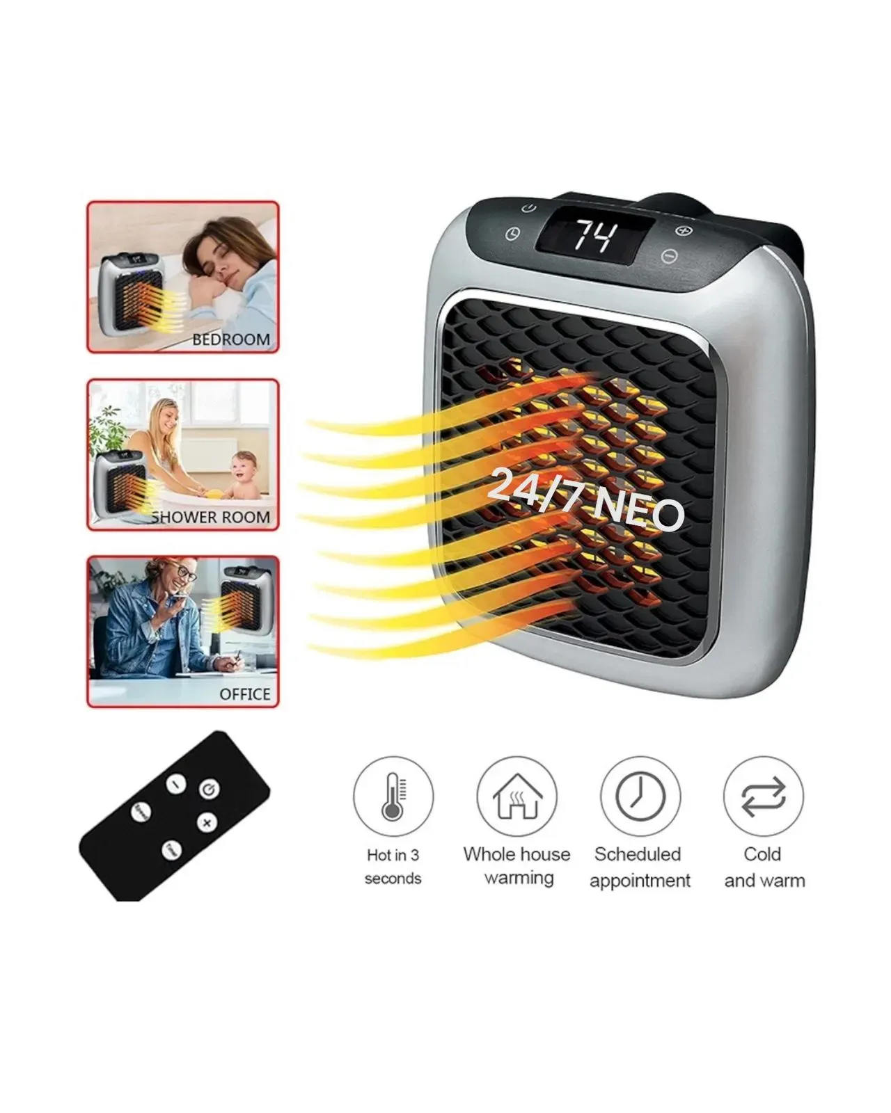 Calentador Portátil Handy Heater Calefacción Ambiente Pantalla Digital Turbo 800