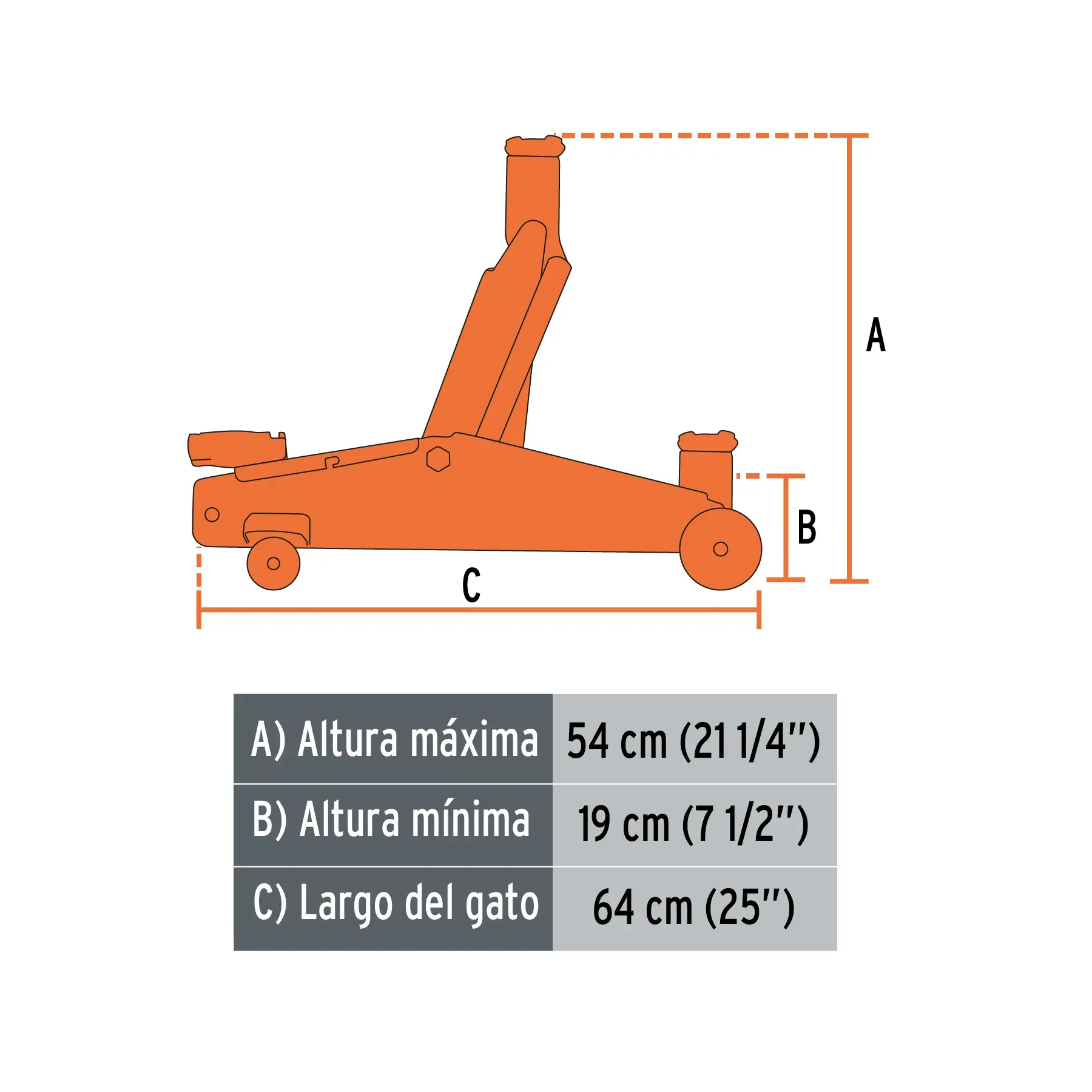 Gato Hidráulico Tipo Zorra Para Automóvil Y Camioneta 3 Toneladas Reforzado Truper + Estuche / Elevación Rápida 