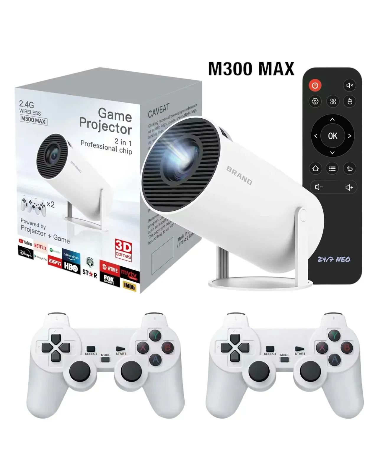 Proyector De Consola Todo En Uno M300 Max 3D Games Portátil 1080p 