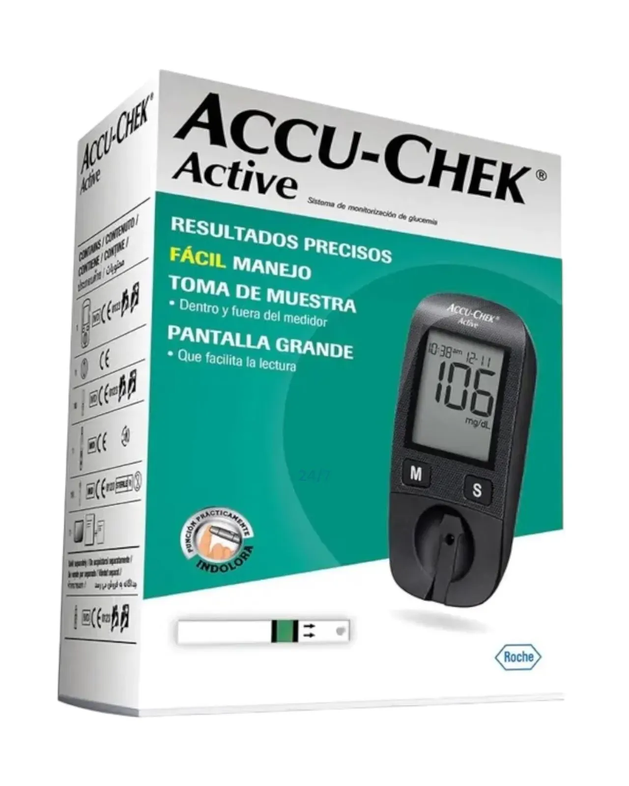 Glucómetro Digital Medidor De Glucosa Accu Chek Tiras Reactivas