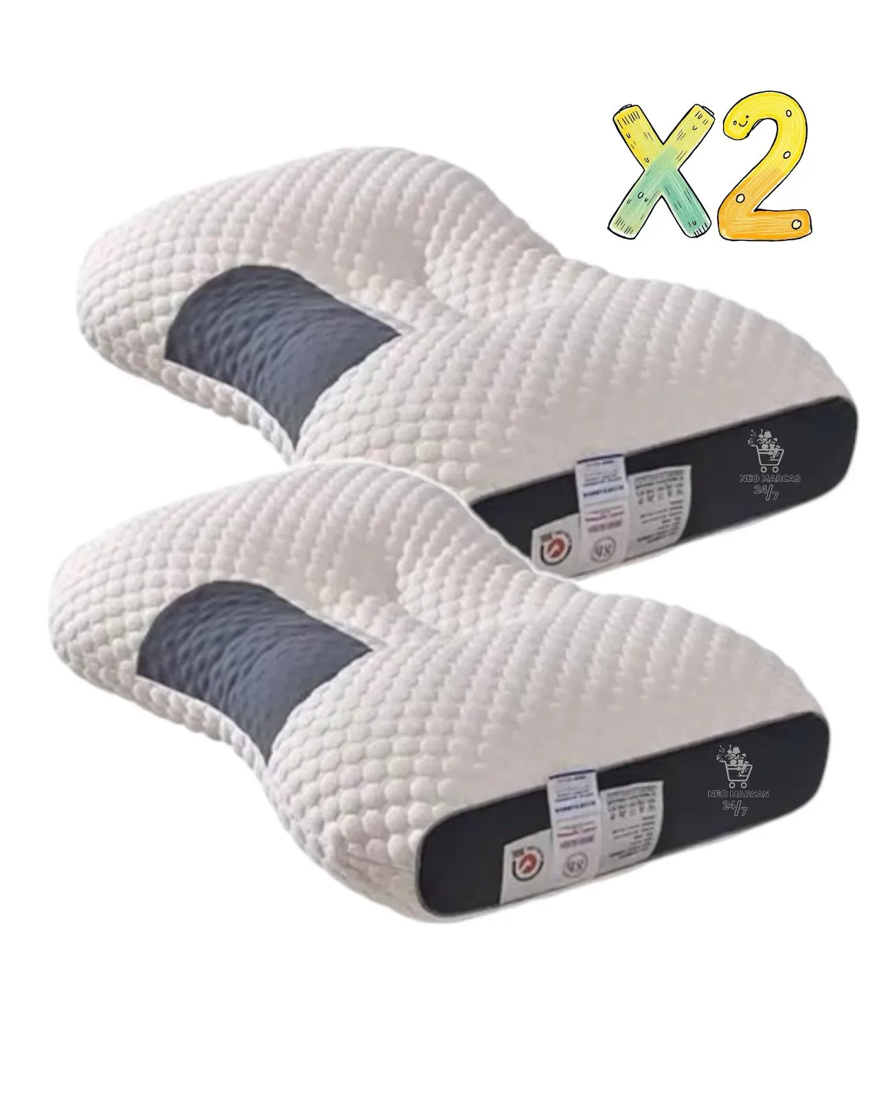 Combo X2 Almuadas Ortopedicas Transpirables Cervical Sleep Confort 3D