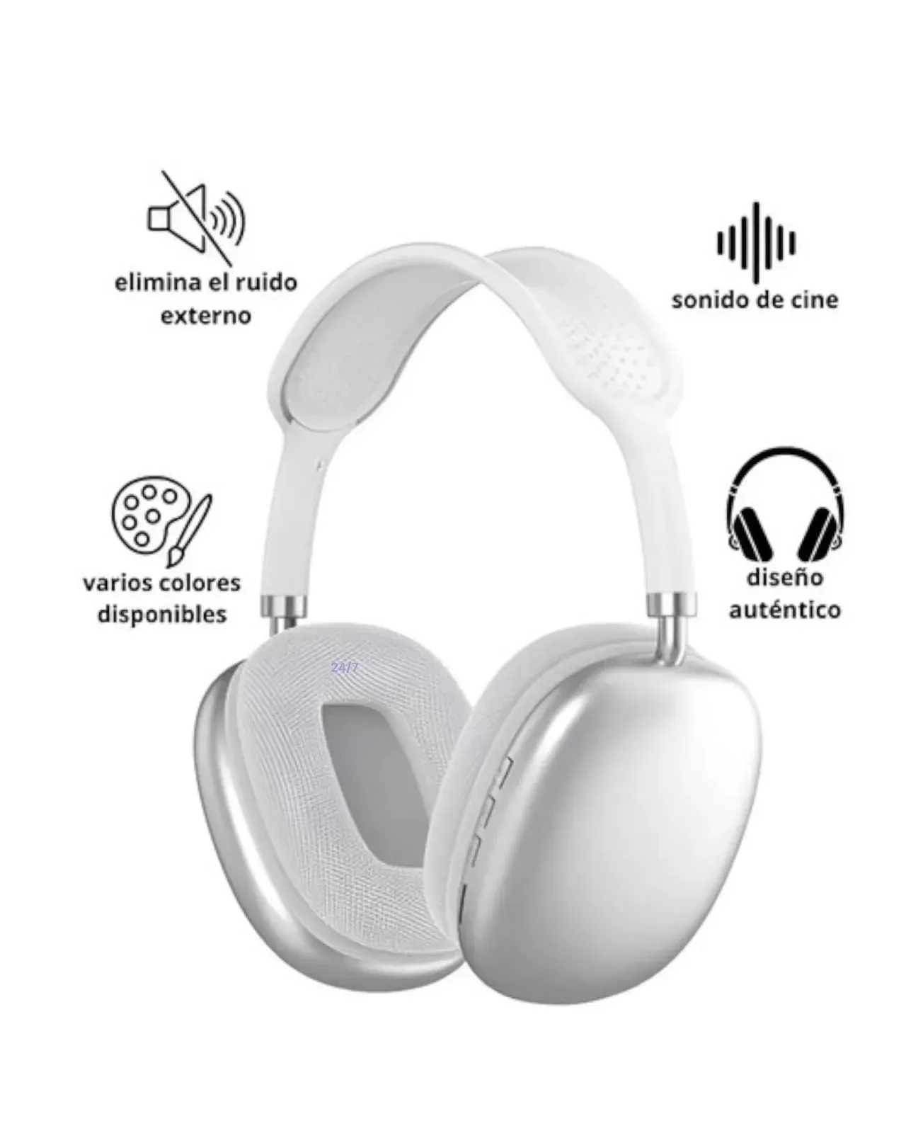 Diadema Audífonos Buetooth Airpods Max Con Estuche Blanca