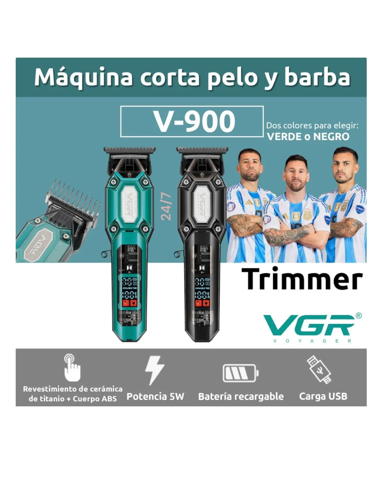 Maquina Peluquera Profesional Recargable Vgr-900