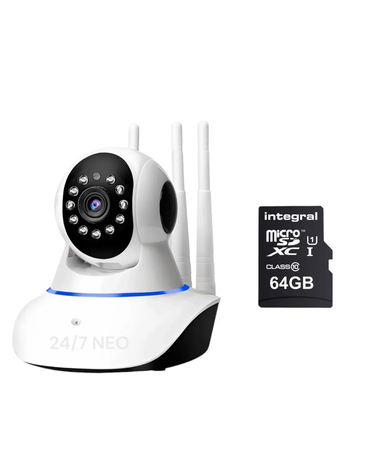  Cámara De Seguridad WIFI 360 Grados  3 Antenas + Memoria 64Gb Original