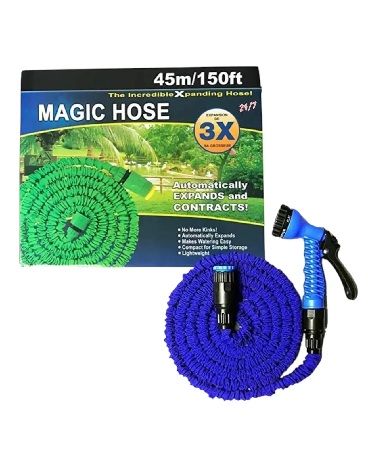 Manguera Expandible Magic Hose 45 Metros+ Pistola Multi Salidas