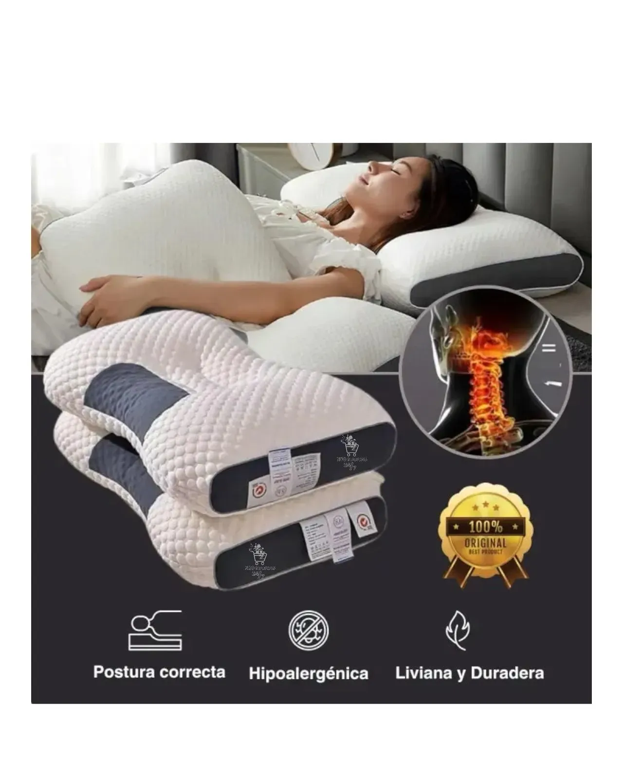 Combo X2 Almuadas Ortopedicas Transpirables Cervical Sleep Confort 3D