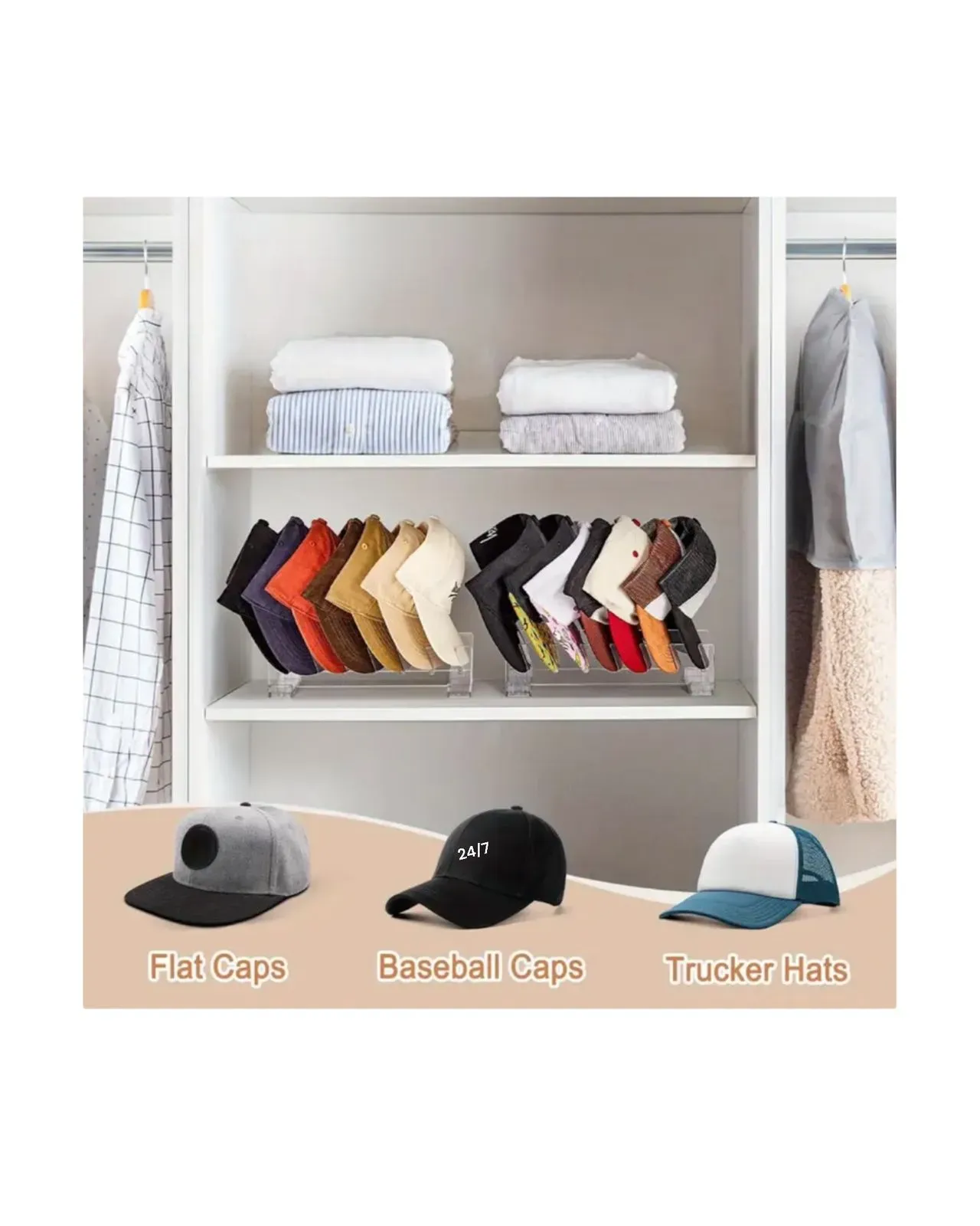 Organizador De Gorras Para Closet En Acrilico 7 Puestos 