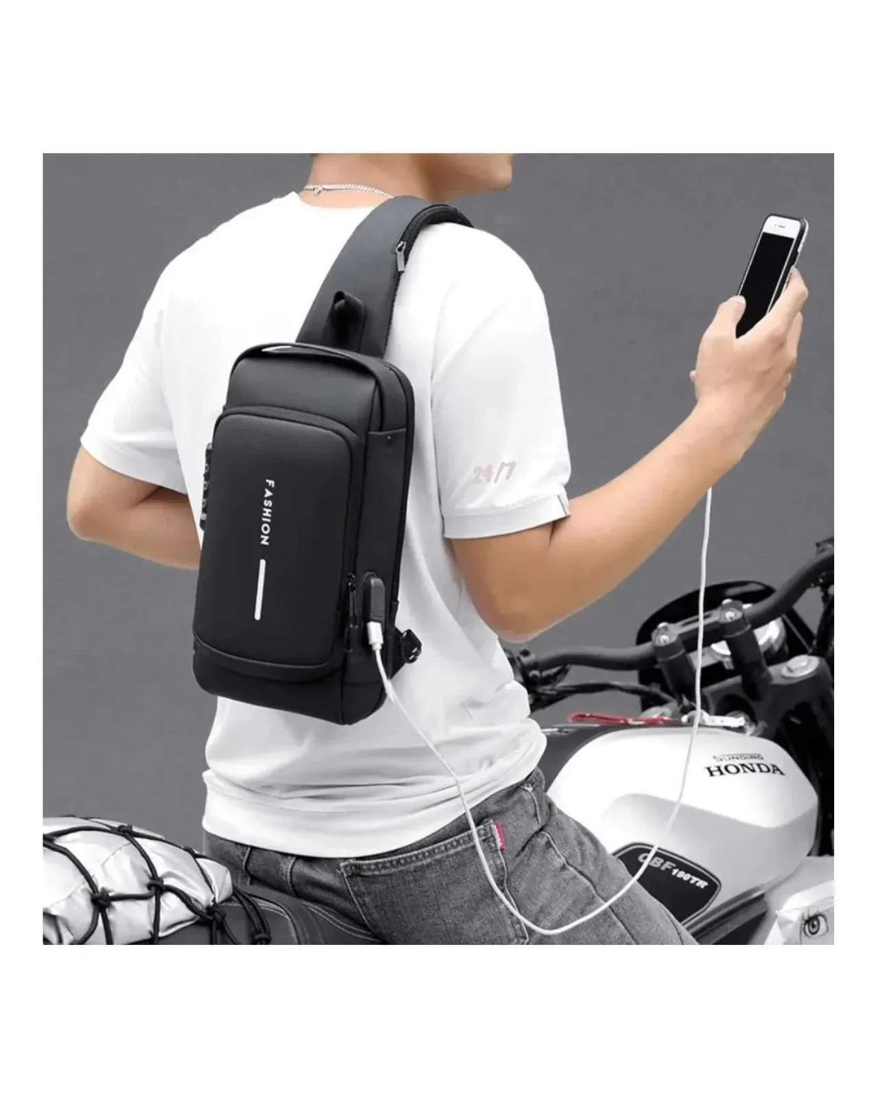 Bolso Bandolera Para Hombre Mochila Canguro Usb 