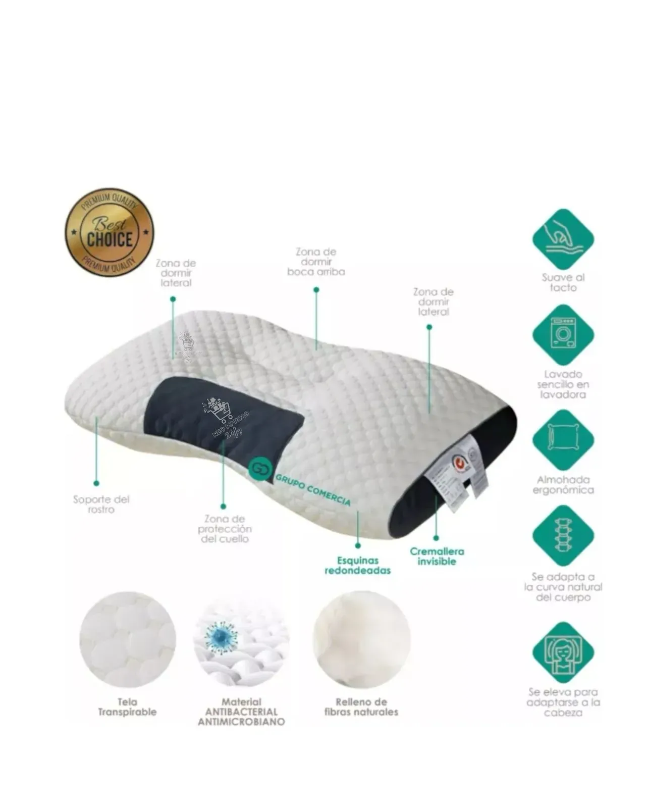 Combo X2 Almuadas Ortopedicas Transpirables Cervical Sleep Confort 3D