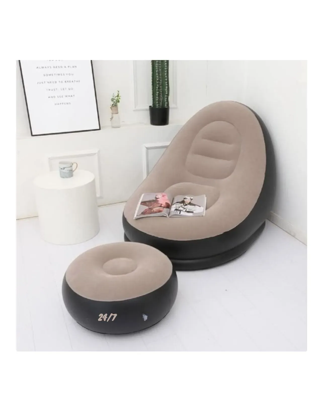 Sofa Inflable Portatil Con Puff 2 En 1