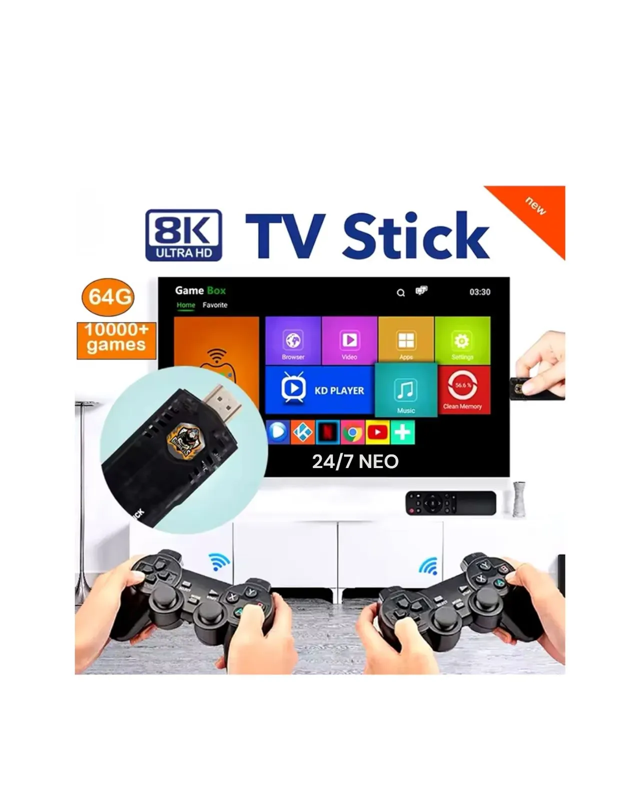 Consola de Juegos Android TV Box Game + 2 Controles Inalámbricos