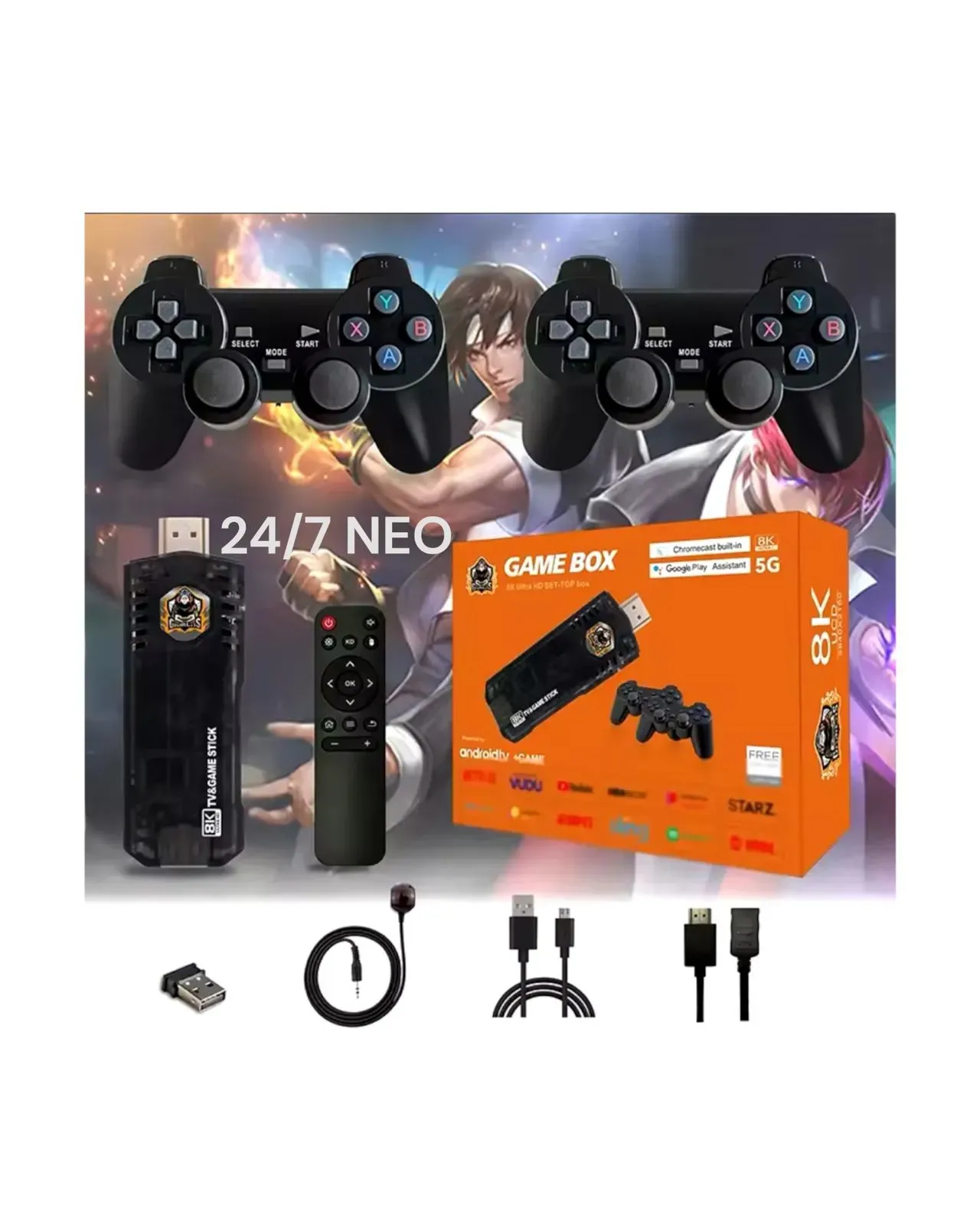 Consola de Juegos Android TV Box Game + 2 Controles Inalámbricos