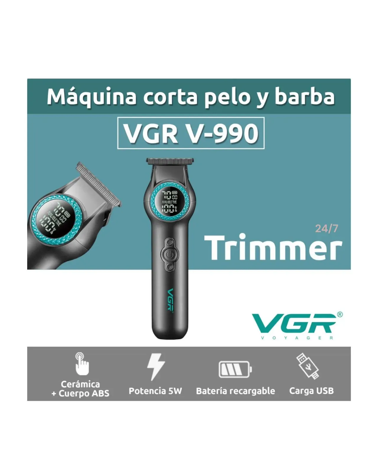 Maquina Peluquera Profesional Recargable Vgr-990